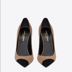 Anja 105 Pump in Beige and Black Suede